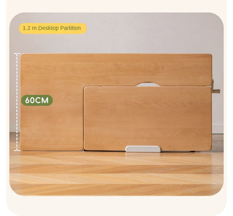 Beech Solid Wood Adjustable Height Study Desk & Bookshelf for Children Natural Finish Ergonomic Student Workspace