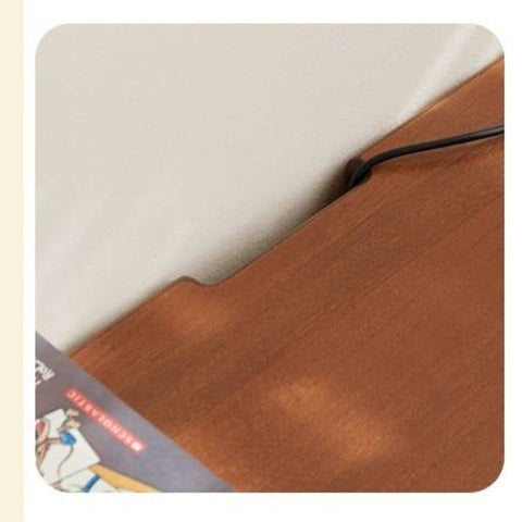 Poplar Solid Wood Retro Teak Childrens Study Desk with Bookshelf and Double Drawers Eco Friendly Home School Writing Table