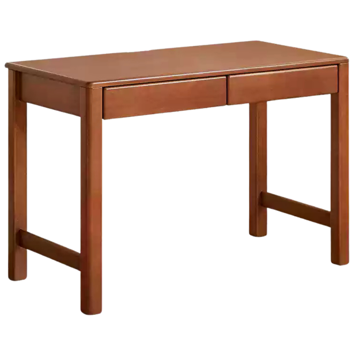 Poplar Solid Wood Retro Teak Childrens Study Desk with Bookshelf and Double Drawers Eco Friendly Home School Writing Table