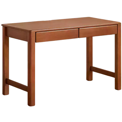 Poplar Solid Wood Retro Teak Childrens Study Desk with Bookshelf and Double Drawers Eco Friendly Home School Writing Table