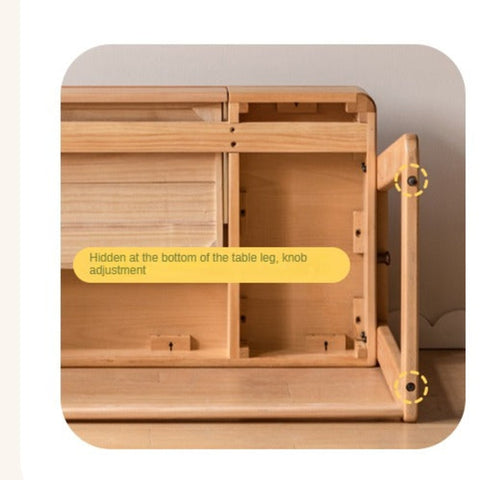 Beech Solid Wood Children’s Study Desk Natural Finish Adjustable Height Student Writing Table with Bookshelf & Drawers