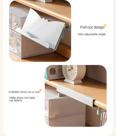 Beech Solid Wood Children’s Study Desk Natural Finish Adjustable Height Student Writing Table with Bookshelf & Drawers