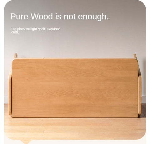 Beech Solid Wood Children’s Study Desk Natural Finish Adjustable Height Student Writing Table with Bookshelf & Drawers