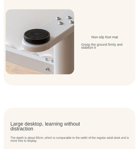 Beech Solid Wood Electric Height Adjustable Study Table Natural Finish Kids Writing Desk with Storage