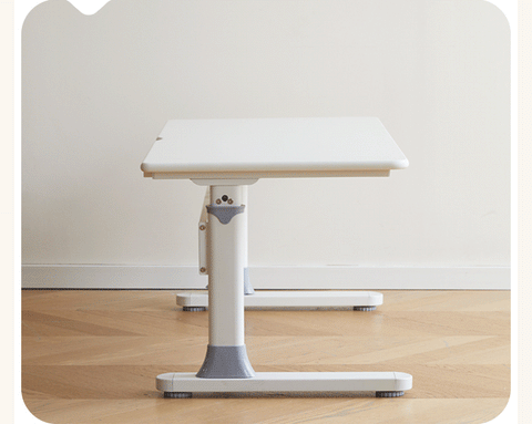 Poplar Solid Wood Adjustable Kids Study Desk Cream Finish Durable Writing Table with Storage Options