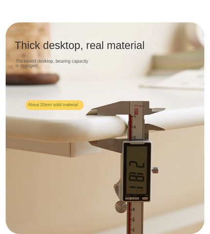 Poplar Solid Wood Adjustable Kids Study Desk Cream Finish Durable Writing Table with Storage Options