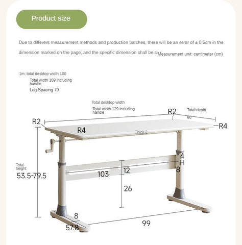 Poplar Solid Wood Adjustable Kids Study Desk Cream Finish Durable Writing Table with Storage Options