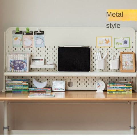 Poplar Solid Wood Adjustable Kids Study Desk Cream Finish Durable Writing Table with Storage Options