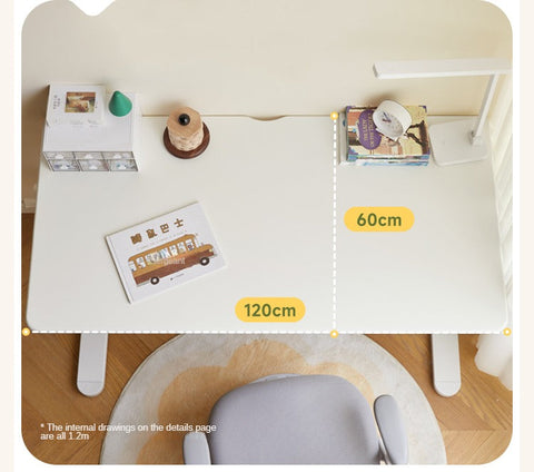 Poplar Solid Wood Adjustable Kids Study Desk Cream Finish Durable Writing Table with Storage Options