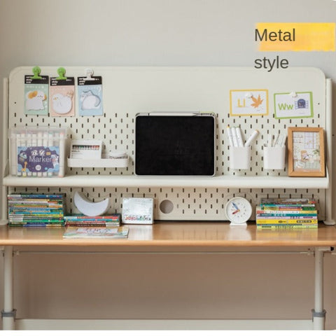 Poplar Solid Wood Adjustable Kids Study Desk Cream Finish Durable Writing Table with Storage Options