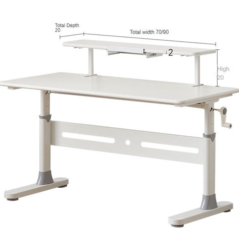Poplar Solid Wood Adjustable Kids Study Desk Cream Finish Durable Writing Table with Storage Options