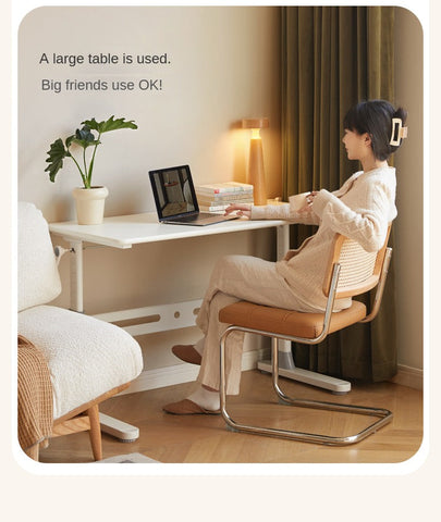 Poplar Solid Wood Adjustable Kids Study Desk Cream Finish Durable Writing Table with Storage Options