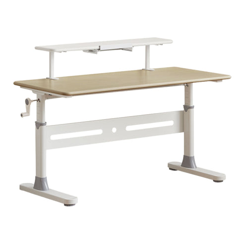 Poplar Solid Wood Adjustable Kids Study Desk Cream Finish Durable Writing Table with Storage Options