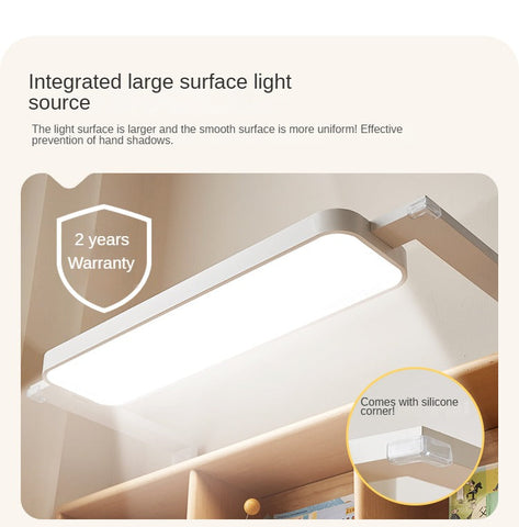 Beech Solid Wood Children Study Desk with Eye Protection Lamp Adjustable Height Natural Finish Bookcase Storage