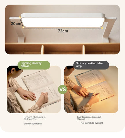 Beech Solid Wood Children Study Desk with Eye Protection Lamp Adjustable Height Natural Finish Bookcase Storage