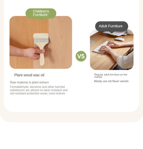 Beech Solid Wood Adjustable Study Table & Bookshelf with Drawer Natural Finish for Kids