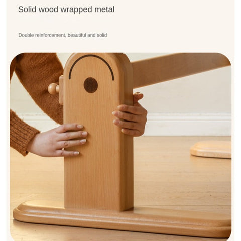 Beech Solid Wood Adjustable Study Table & Bookshelf with Drawer Natural Finish for Kids