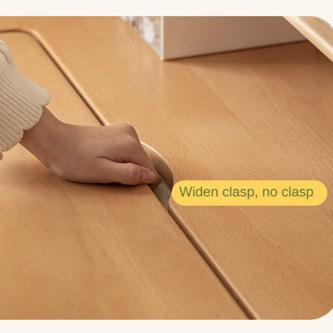 Beech Solid Wood Adjustable Study Table & Bookshelf with Drawer Natural Finish for Kids