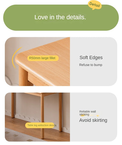 Beech Solid Wood Kids Writing Desk Natural Oak Finish Minimalist Study Table with Storage Drawers