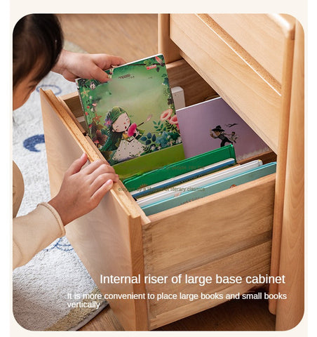 Beech Solid Wood Kids Writing Desk Natural Oak Finish Minimalist Study Table with Storage Drawers