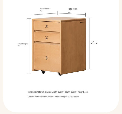 Beech Solid Wood Kids Writing Desk Natural Oak Finish Minimalist Study Table with Storage Drawers