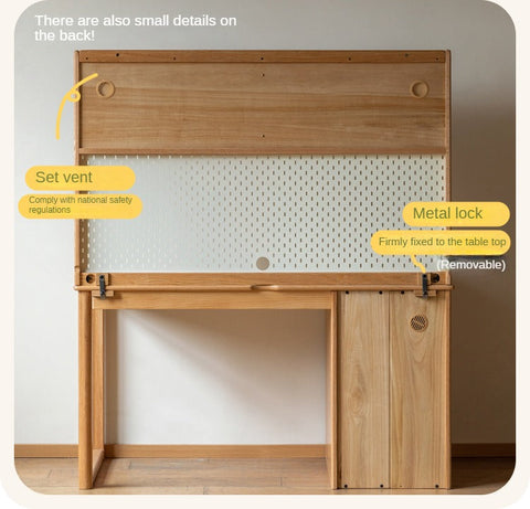 Oak Solid Wood Children’s Study Desk with Bookshelf Modern Light Wood Storage Table