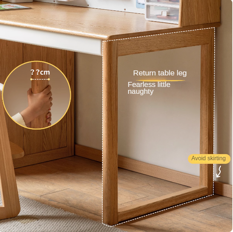 Oak Solid Wood Children’s Study Desk with Bookshelf Modern Light Wood Storage Table