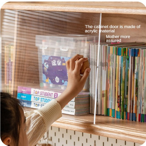 Oak Solid Wood Children’s Study Desk with Bookshelf Modern Light Wood Storage Table