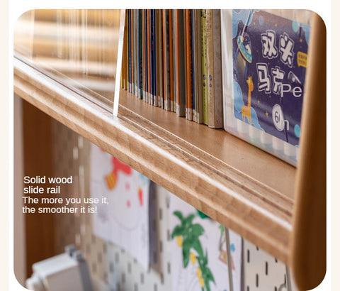 Oak Solid Wood Children’s Study Desk with Bookshelf Modern Light Wood Storage Table