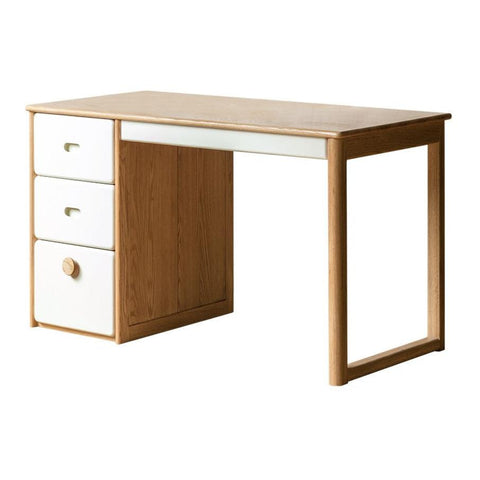 Oak Solid Wood Children’s Study Desk with Bookshelf Modern Light Wood Storage Table