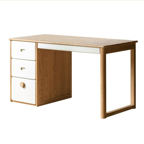 Oak Solid Wood Children’s Study Desk with Bookshelf Modern Light Wood Storage Table