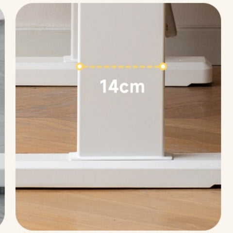 Beech Solid Wood Hand Crank Height Adjustable Study Desk for Children Natural Finish with Storage Basket