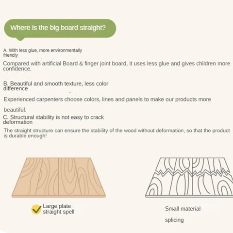 Beech Solid Wood Adjustable Liftable Study Desk for Children Natural Finish Modern Minimalist