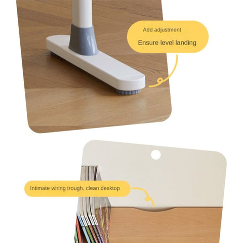 Beech Solid Wood Adjustable Liftable Study Desk for Children Natural Finish Modern Minimalist