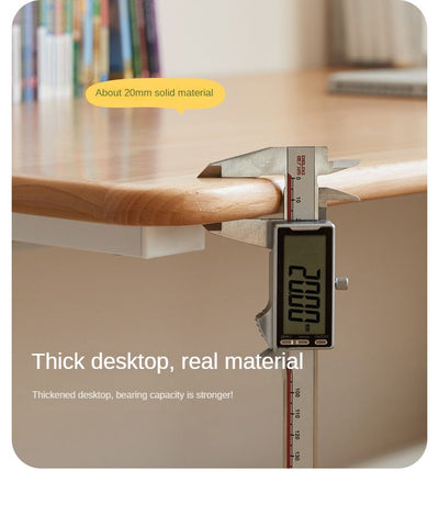 Beech Solid Wood Adjustable Liftable Study Desk for Children Natural Finish Modern Minimalist