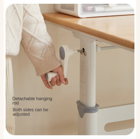 Beech Solid Wood Adjustable Liftable Study Desk for Children Natural Finish Modern Minimalist