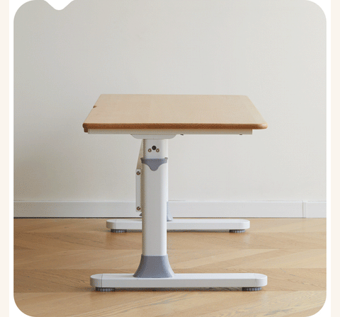 Beech Solid Wood Adjustable Liftable Study Desk for Children Natural Finish Modern Minimalist