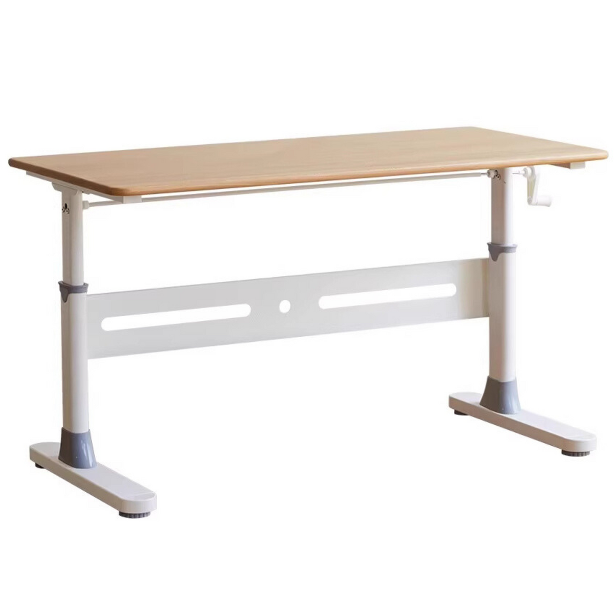 Beech Solid Wood Adjustable Liftable Study Desk for Children Natural Finish Modern Minimalist