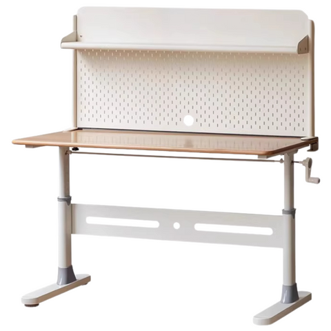 Beech Solid Wood Adjustable Liftable Study Desk for Children Natural Finish Modern Minimalist