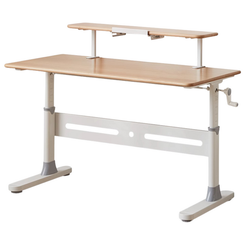 Beech Solid Wood Adjustable Liftable Study Desk for Children Natural Finish Modern Minimalist