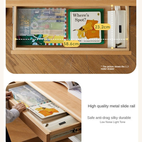 Beech Solid Wood Adjustable Children Study Table Hand Crank Lift Writing Desk Walnut Frame Modern Design