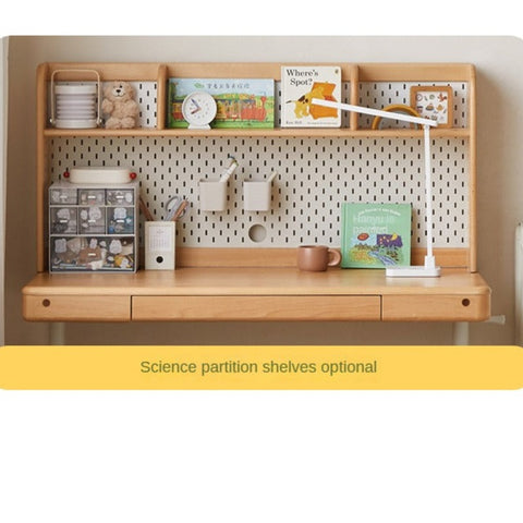 Beech Solid Wood Adjustable Children Study Table Hand Crank Lift Writing Desk Walnut Frame Modern Design