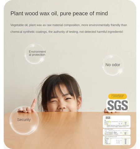 Beech Solid Wood Adjustable Children Study Desk Natural Finish Lift for Home Primary School