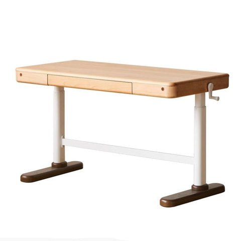 Beech Solid Wood Adjustable Children Study Desk Natural Finish Lift for Home Primary School