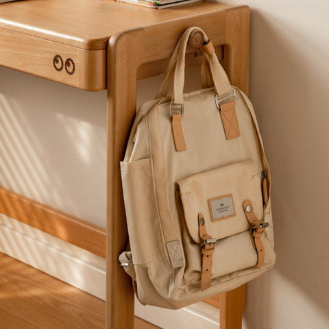 Beech Solid Wood Adjustable Height Study Desk Natural Finish Liftable Writing Table for Home & Office