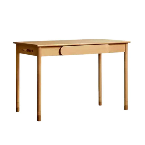 Beech Solid Wood Adjustable Study Table Natural Finish Kids Desk with Drawer & Storage