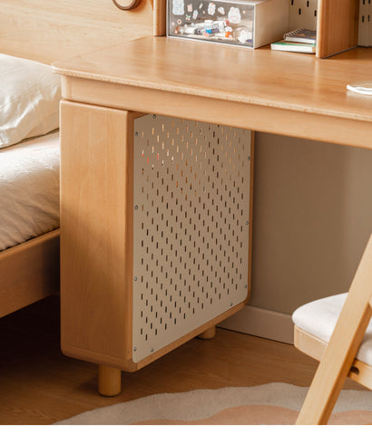 Beech Solid Wood Childrens Study Table with Integrated Bookshelf and Eco Friendly Finish for Home Learning