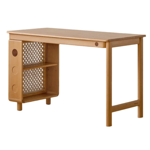 Beech Solid Wood Childrens Study Table with Integrated Bookshelf and Eco Friendly Finish for Home Learning