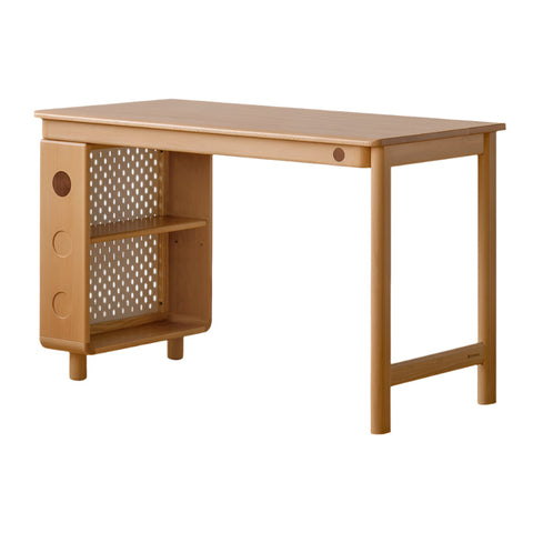 Beech Solid Wood Childrens Study Table with Integrated Bookshelf and Eco Friendly Finish for Home Learning