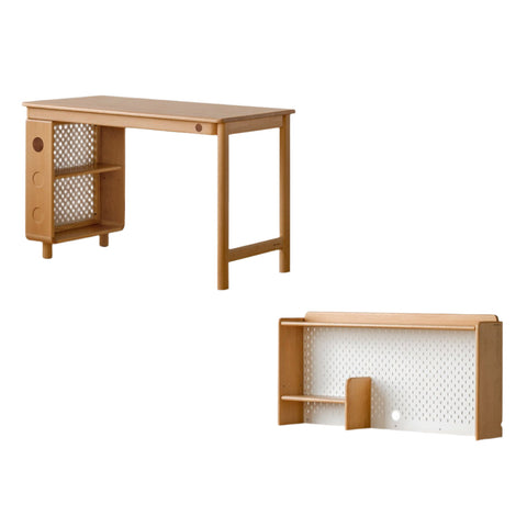 Beech Solid Wood Childrens Study Table with Integrated Bookshelf and Eco Friendly Finish for Home Learning